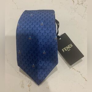 New Elegant Fendi Men's Blue Silk Tie
